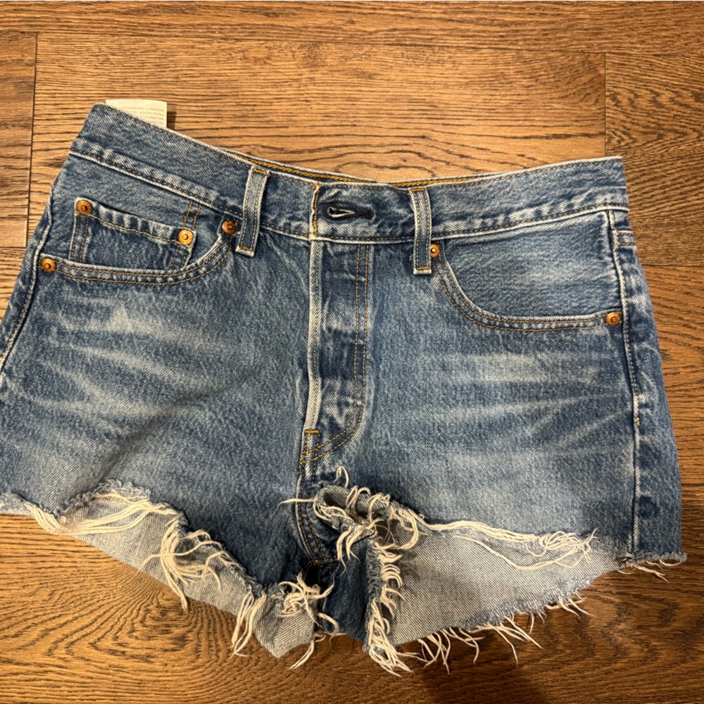 Levi's Blue Distressed Jean Shorts